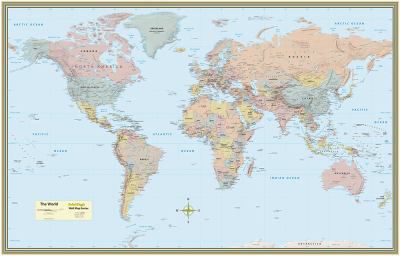 WORLD MAP POSTER LAMINATED UPD